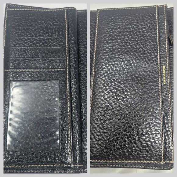 Kate Spade Wallet Womens Black Pebble Trifold Leather Wallet Made Italy 7.25"x4" - Picture 12 of 14